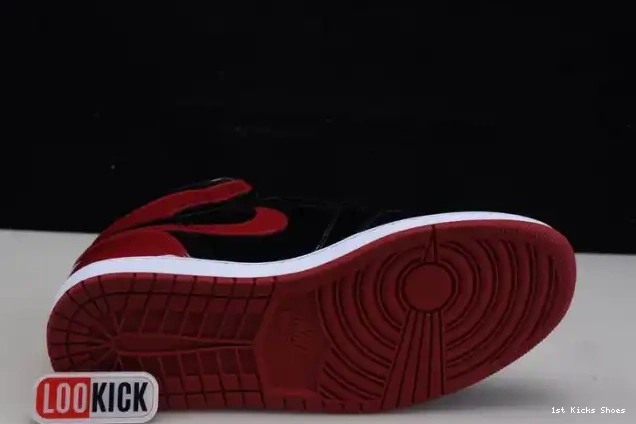 1st Kicks Shoes Patent Air High Jordan OG 1 555088-063 Bred 0618